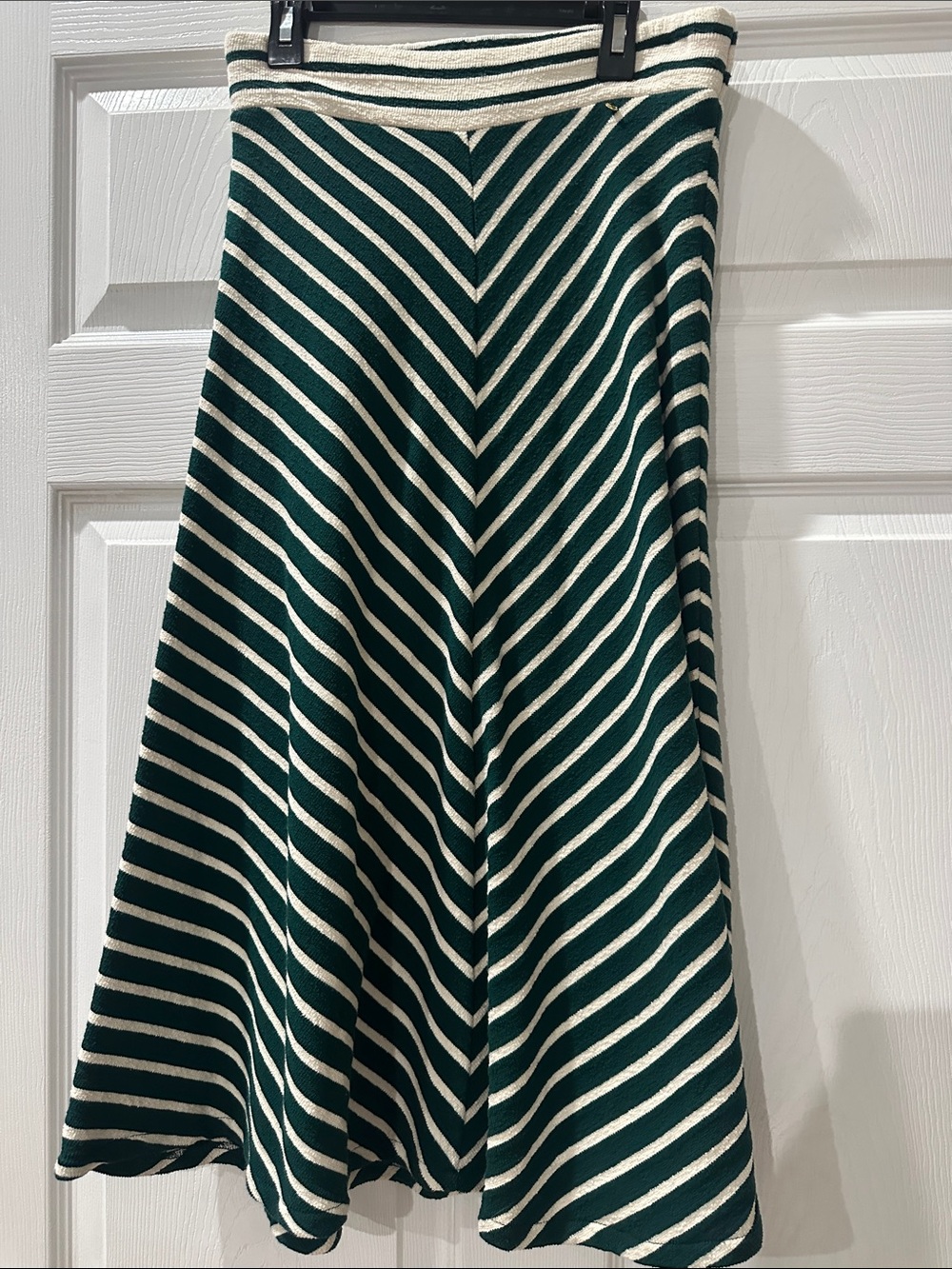 Harlyn Striped Hunter Green and beige A-Line Knit Skirt